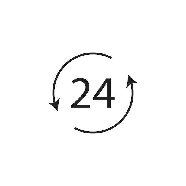 24 horas con icono de flecha ilustración vectorial aislada en plano