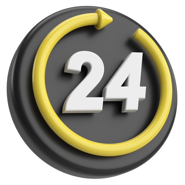 24-Stunden-Service-Symbol 3D-Illustration