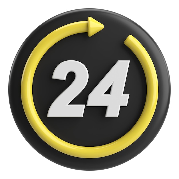 24-Stunden-Service-Symbol 3D-Illustration