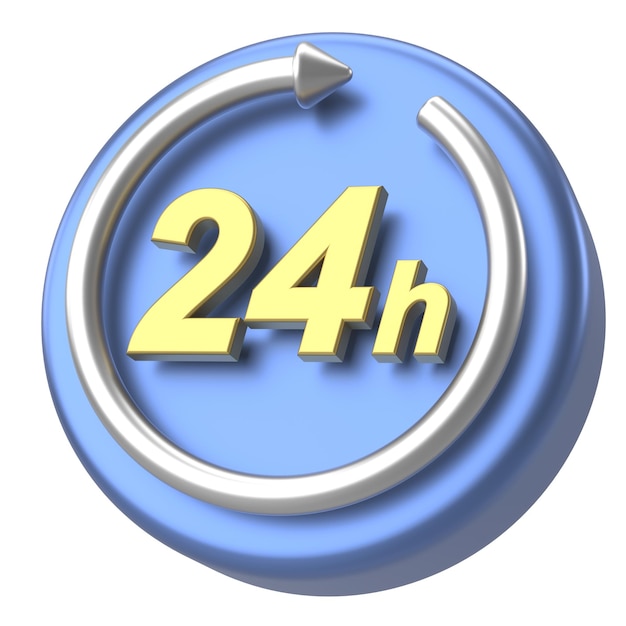 24-Stunden-Service-Symbol 3D-Illustration