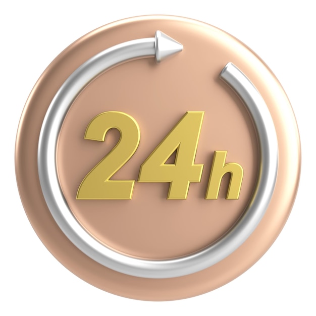 24-Stunden-Service-Symbol 3D-Illustration