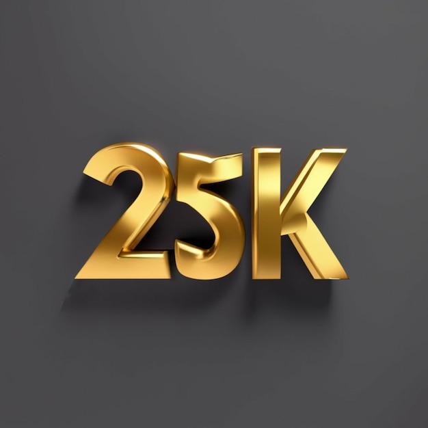 25.000 Text mit goldenen Buchstaben und schwarzem Hintergrund Konzept der Anzahl der Follower