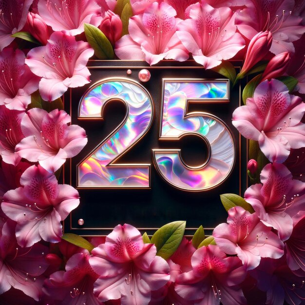 Foto el 25 aniversario holográfico con azalea blooms