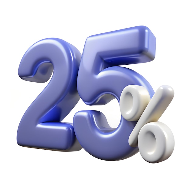 25 por ciento número 3d azul y blanco