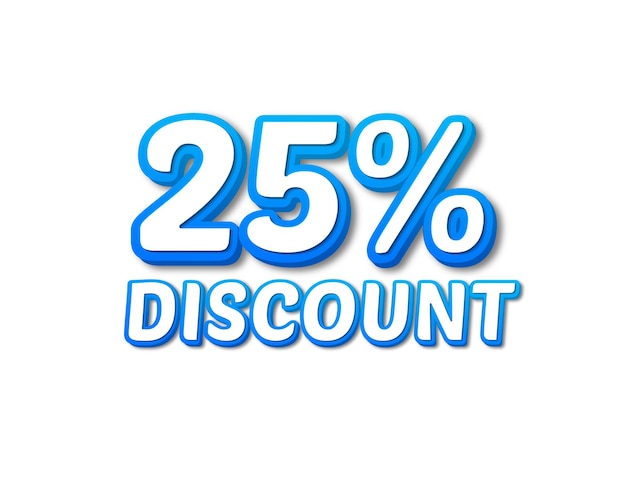25% de desconto na imagem de texto 3d para promoção de venda de oferta de preço de corte fundo branco para png