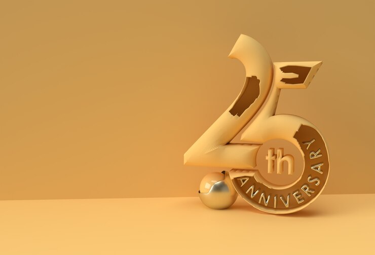 Foto 25 jahre jubiläumsfeier 3d render illustration design.