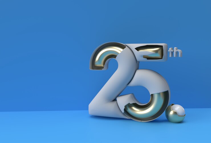 Foto 25 jahre jubiläumsfeier 3d render illustration design.