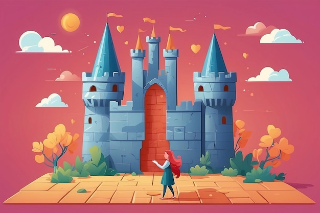 25 Mostre um personagem construindo um castelo de amor próprio com afirmações como tijolos