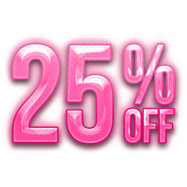 25-Prozent-Rabatt-Angebote-Tag mit rosa geprägtem Design