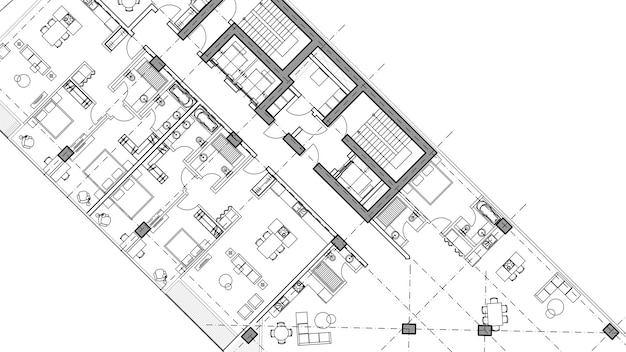 2D-Architektur-CAD-Gebäudeprojektkonzept