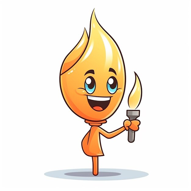 Foto 2d_cartoon_torch_auf_weißem_hintergrund