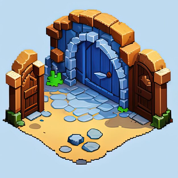 Foto 2d dungeon gate assets entrar no reino místico