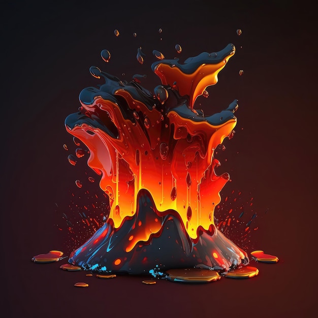 2D-Lava-Splash-VFX-Spiel ai generiert