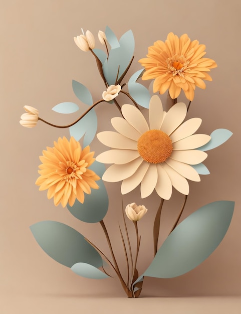 2D-Papierblumen-Design