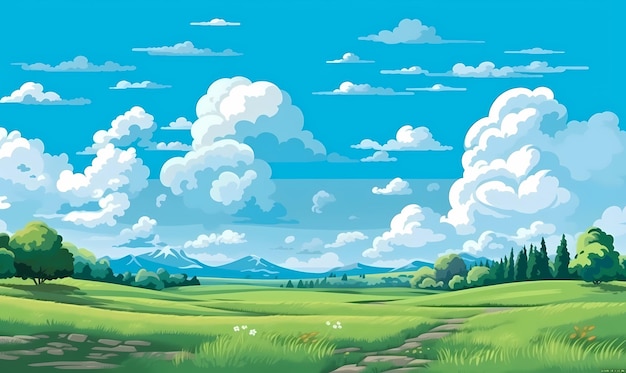 2d savvana luz del día paisaje fondo vector cielo azul vector plano Generado ai