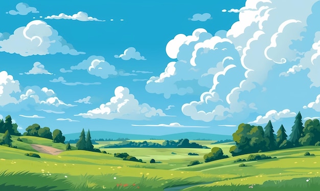 2d savvana luz del día paisaje fondo vector cielo azul vector plano Generado ai