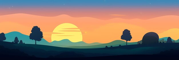 2d savvana luz del día paisaje fondo vector cielo azul vector plano Generado ai