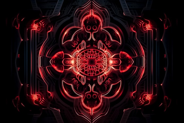 2d scifi Abstracto futurista rojo neón tecnología de circuitos electrónicos de fondo generado por Ai