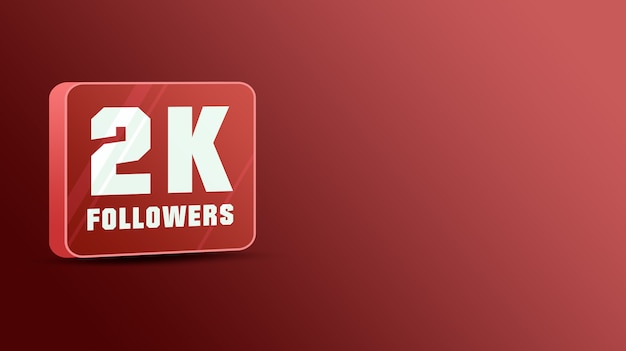 2k seguidores en redes sociales, vidrio 3d