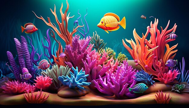 3 Un cartel con una representación abstracta de un arrecife de coral