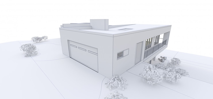 Foto 3 d casa moderna em branco