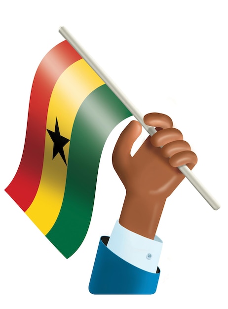 Foto 3 d ilustración de una mano agitando la bandera de ghana concepto del día de la independencia de ghana 6 de marzo ghana indepe