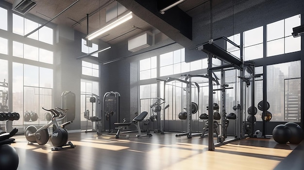 3 d render moderno ginásio loft e fitness