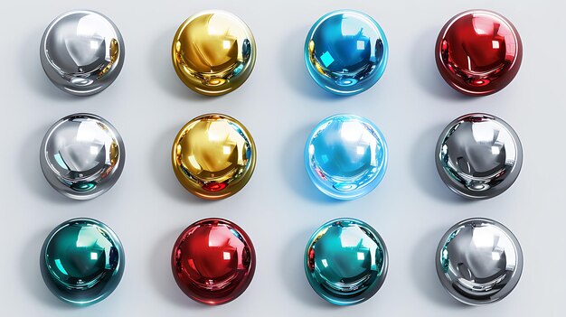 3 d representación de bolas de vidrio de diferentes colores sobre un fondo blanco