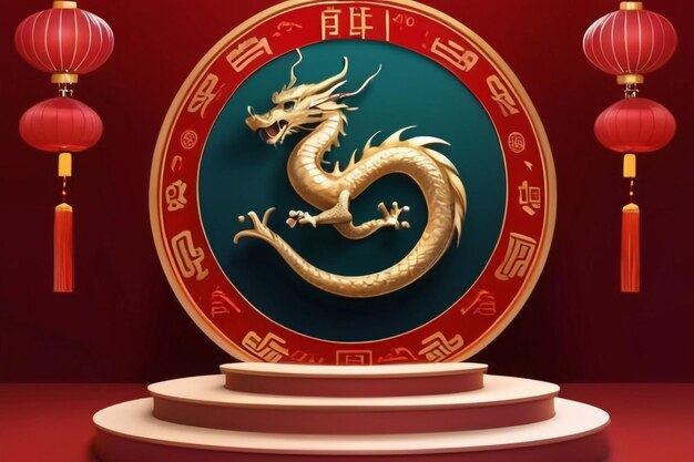 3. Podiumsrunde für das glückliche chinesische Neujahr 2024 Drachen-Zeichen