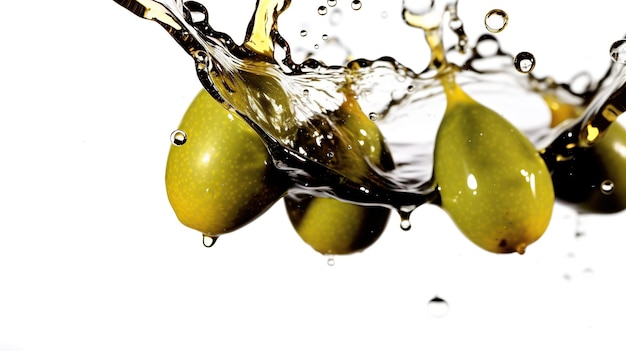 3 rama de olivo 1 gota de aceite de oliva sigue de 1 aceituna sin salpicaduras sin charco de aceite sin fondo Gene