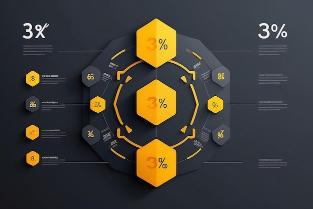 Foto 3 sechseckige prozentsatzdiagramm bereit zur verwendung für webdesign benutzeroberfläche benutzeroberfläche oder infografik