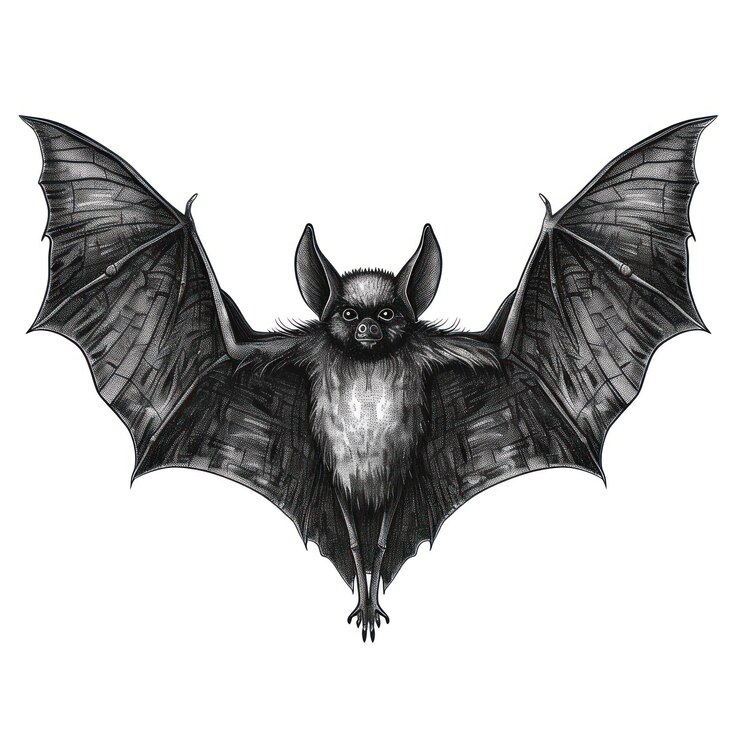 Foto 3 um morcego animal de halloween ilustração detalhada tons escuros isolados em fundo branco