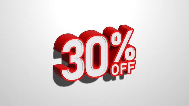 30 por ciento de descuento en banner web de venta de promoción de descuento 30 por ciento de descuento en ilustración 3D sobre fondo blanco