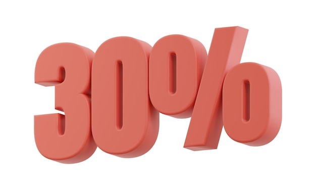 30 por ciento de descuento en venta Rendering 3D Ilustración para publicidad