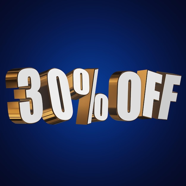 30 % Rabatt auf 3D-Buchstaben auf blauem Hintergrund