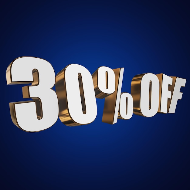 30 % Rabatt auf 3D-Buchstaben auf blauem Hintergrund