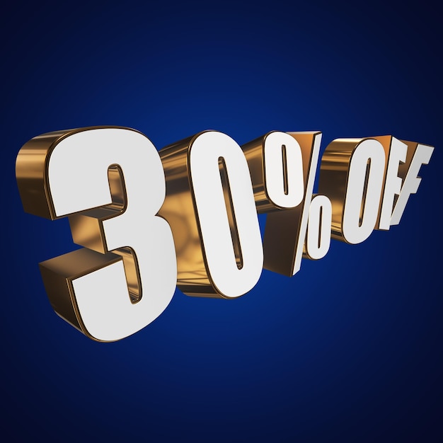 30 % Rabatt auf 3D-Buchstaben auf blauem Hintergrund