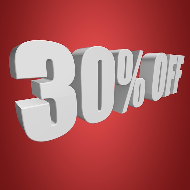 30 % Rabatt auf 3D-Buchstaben auf rotem Hintergrund