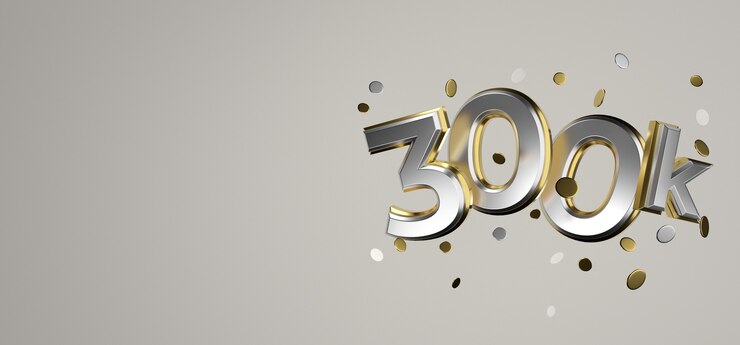 Foto 300k le gustan las redes sociales en línea gracias banner 3d rendering