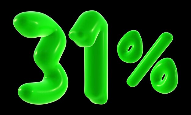 31 Prozent mit grüner Farbe zum Verkauf Rabattförderung und Geschäftskonzept