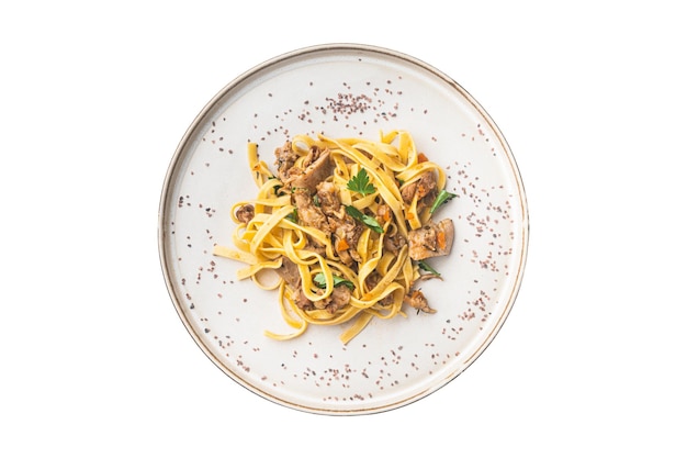 3292 Spaghetti mit Fleisch isoliert auf transparentem Hintergrund