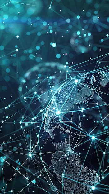33 Conexión de red de sistemas de datos virtuales futuristas globos renderizado en 3D