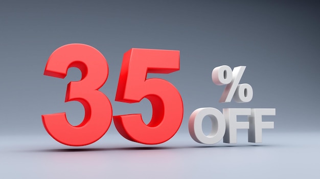 35 por ciento de descuento en texto en 3D rojo 35 de descuento en texto en 3D 35 de descuento 35 de descuento en texto de descuento