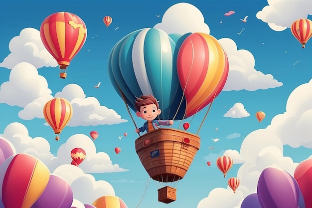 35 Criar uma imagem de um personagem flutuando em um balão de ar quente