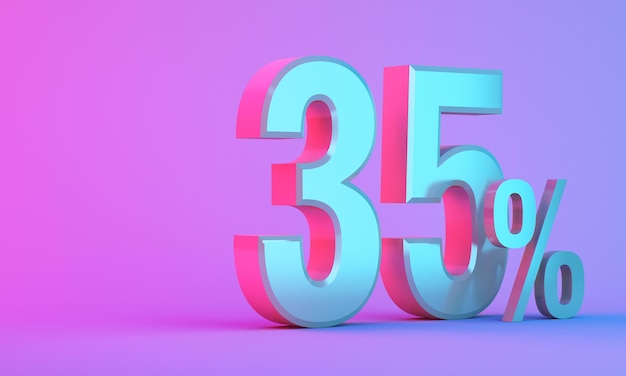 35% de desconto no ícone 3D de desconto em fundo colorido