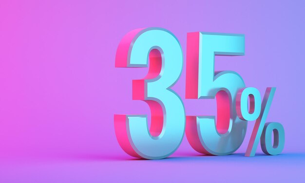 35% de descuento en icono 3D de descuento en colores de fondo