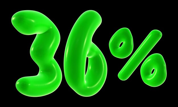 36% com cor verde para venda promoção de desconto e conceito de negócio