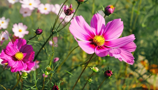 398_Hermosas flores de cosmos que florecen en el jardín