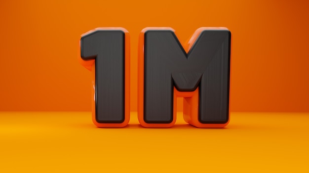 3D 1 Million 1M Text mit orangem Hintergrund