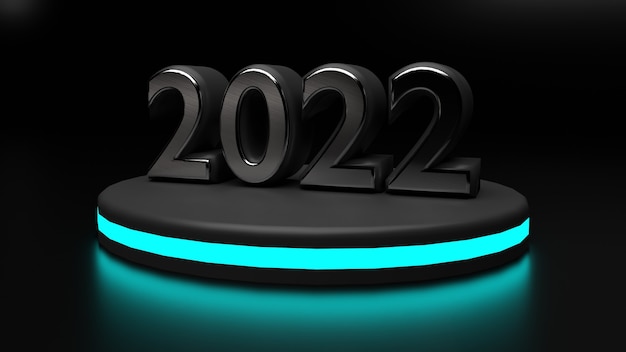 3D 2022 mit Neon-gerendertem Podium